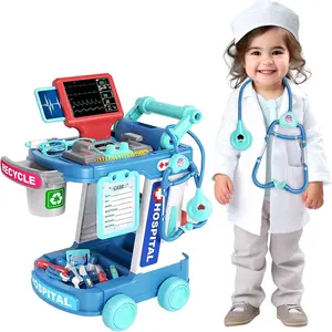 Doctor Kit for Kids, Pretend Doctor Playset for Toddlers with Cart, Stethoscope and Instrument, Role Play Medical Toy for Girls Boys 3+ Birthday Gifts