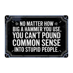 Funny Sarcastic Quotes Tin Sign， Vintage Common Sense Humor Metal Sign Print Aesthetic Room Decoration for Home Bedroom Kitchen Bar Dorm Bathroom Wall Decor 8 X 12 Inch