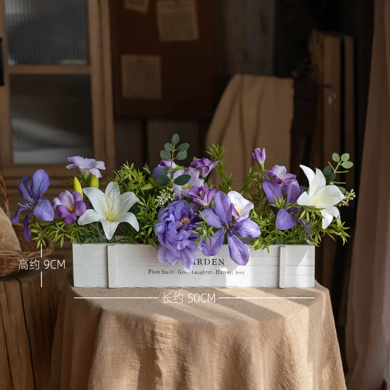 White Lily Flame Orchid 50cm White Wood Fence