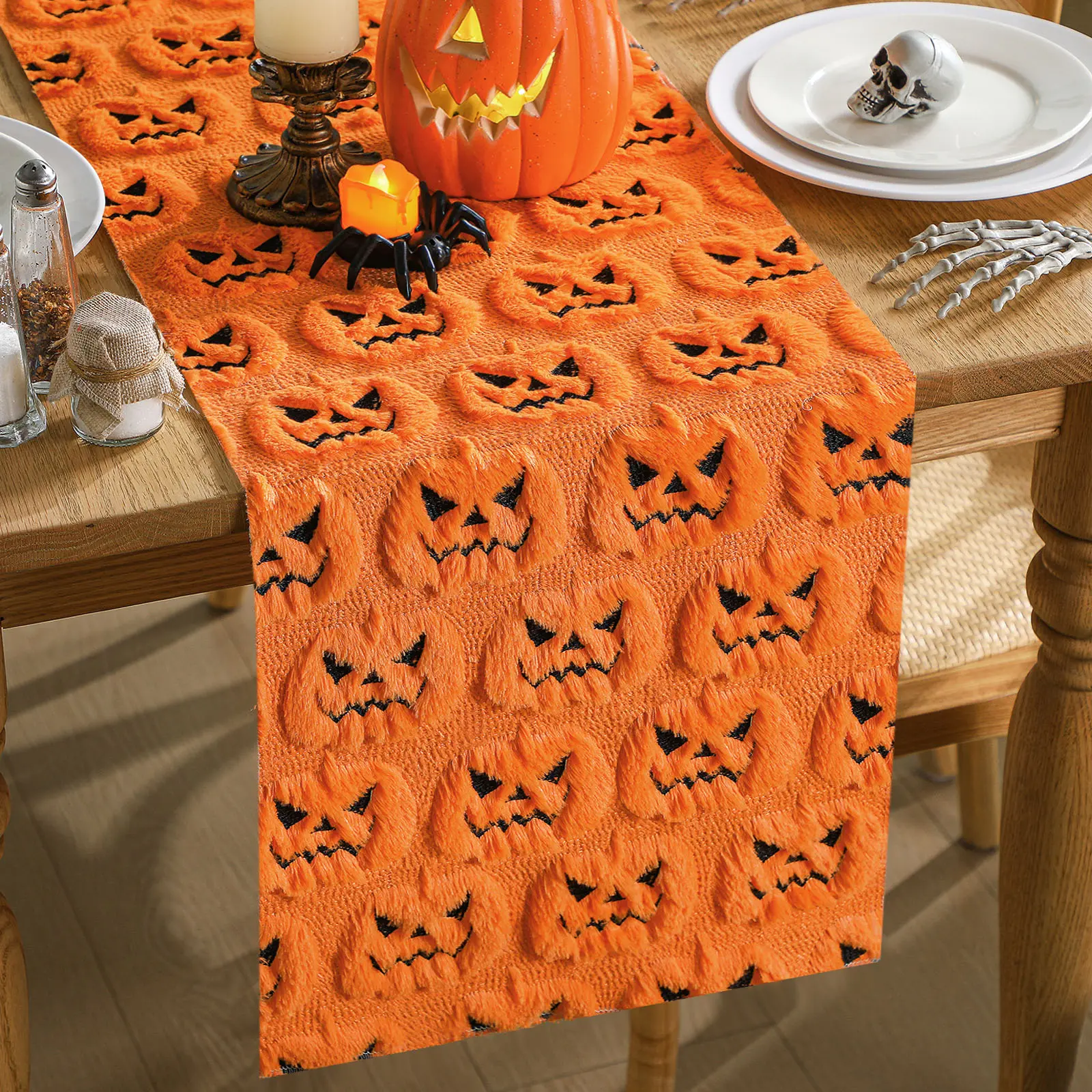 Summer Halloween Party Table Runner Summerween Tablesacpe Decor Black Lace Spider Web Table Cloth, Spooky Gothic Halloween Decor for Dinner Party, Reusable Table Cover for Halloween Christmas Thanksgiving Home Kitchen Dining Room Decor