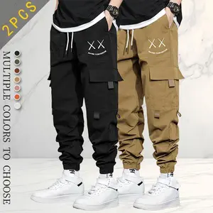 Men’s 2-Piece Spring–Autumn Work Pant Set – Trendy Street-Cool Style, Practical Multi-Pocket Design for Everyday Wear and Parties; Easy to Wear and Fashionable Beige Men’s Casual Pants