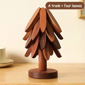 Christmas Tree Shape Coaster With Base For Home Dining Table Decor Coffee Tea Cup Mat Pot Holder Perfect For Christmas Party Dinner Table Setting Holiday Home Decoration Festive Tabletop Ornament Ideal For Living Room Kitchen Dining Room Enhance Xmas Atmo