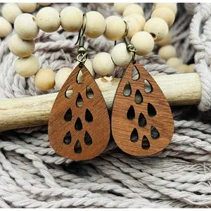 Teardrop Rain Sapele Dangle