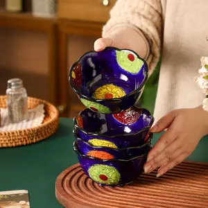 Bohemian Ceramic Bowls Set, 1pc/2/4/6/8pcs, Ideal for Cereal & Desserts, Durable Design, Versatile Kitchenware, Ramen Bowl Set, Ceramic Pasta Bowls, Ceramic Salad Bowls