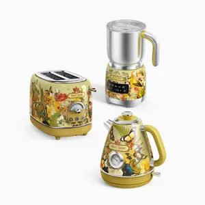 Hazel Quinn [Upbeat] Jointly-Designed Electric Kettle, 2-Slice Toaster and Milk frother Bundle Household Appliances