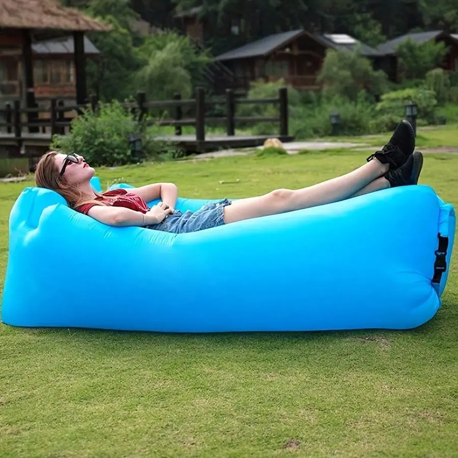 Single Portable Inflatable Air Bed - Outdoor Camping Lounge Chair, Compact Storage for Self-Driving Tours, Park Lawn Use