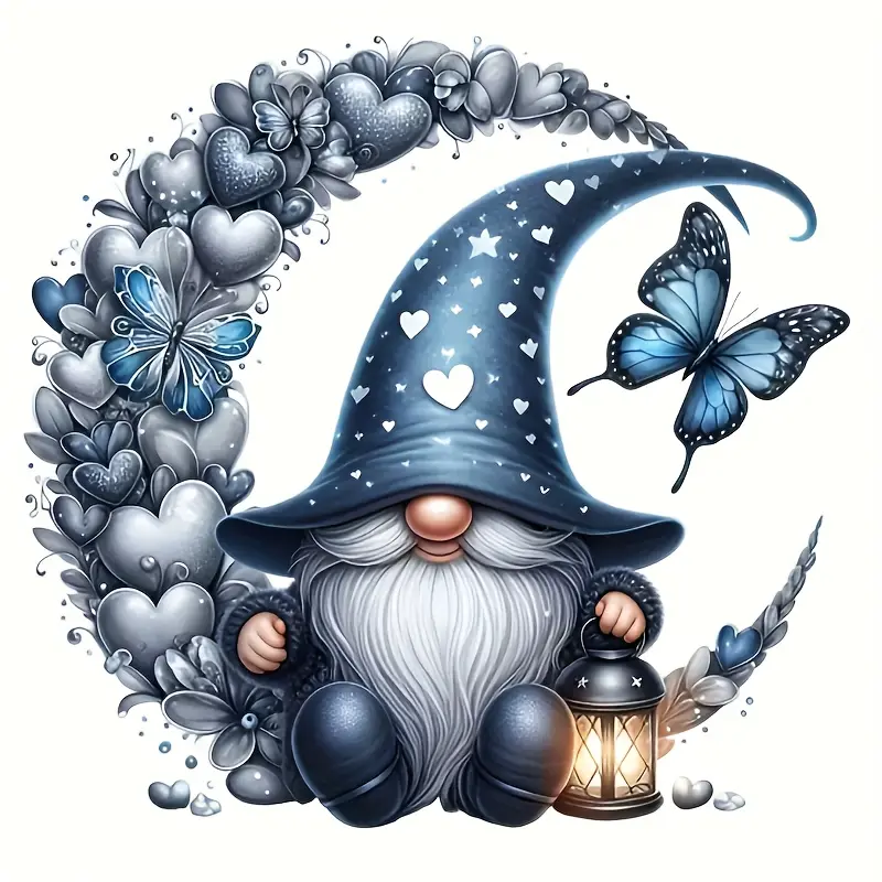 Cartoon Gnome Diamond Painting Kit for Adults, 5D DIY Kits Acrylic Round Diamond Art and Craft Set, Full Drill Fantasy Home Wall Decor Gift, Diamond Art Tools