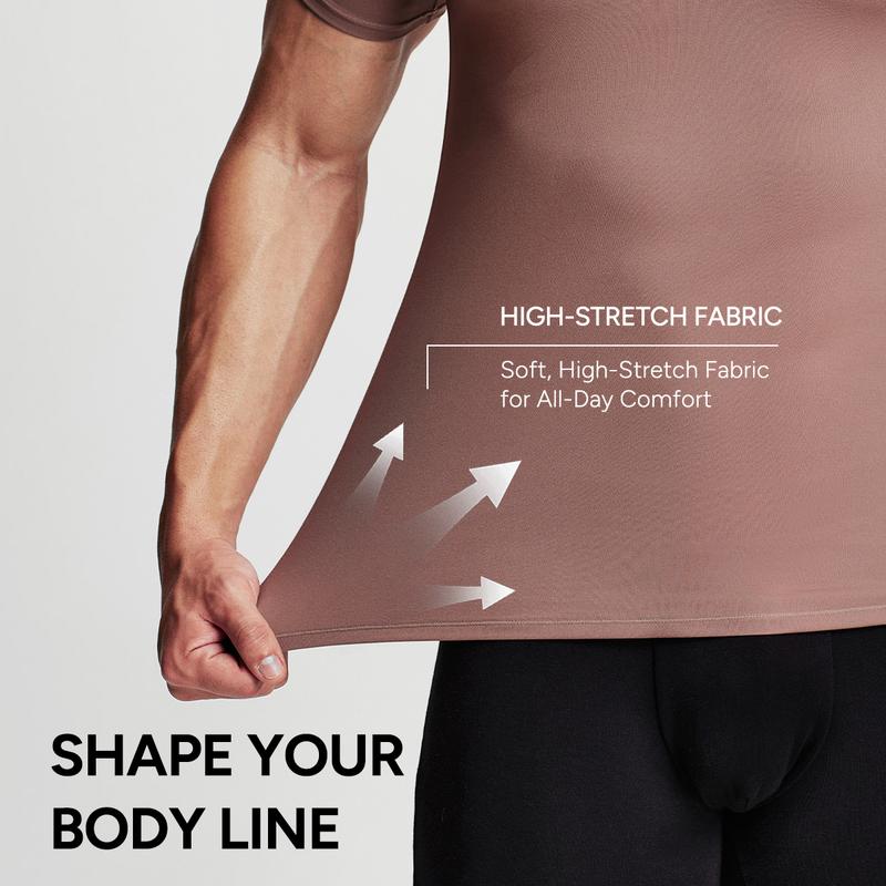Nebility Men’s Compression Shapewear T-Shirt, Quick Dry Stretch Odor-Resistant Muscle Fit Workout Tee, Ultra-Light Breathable Training Top for Gym & Daily Wear