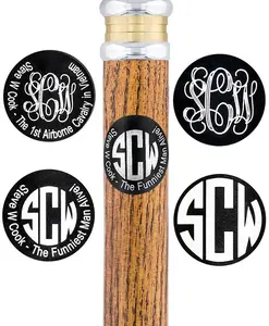 Custom Cane Engraving: Circle in Black Anodized Aluminum