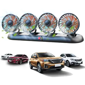 Portable 4-Head Car Cooling Fan - 3-Speed Adjustable, 360° Rotating, Cigarette Lighter Plug, Powerful Airflow for Vehicles, RVs, and SUVs
