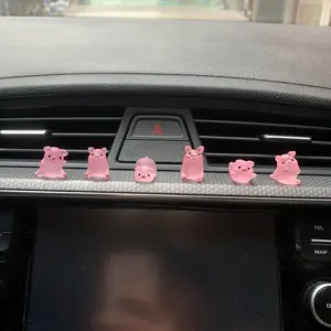 Room Decor Luminous Cute Mini Pig Decoration Ornament, 6 Counts Creative Resin Decoration Figurine, Summer Modern Decorative Statue for Living Room, Office Desktop, Cabinets and Car, Bedroom Decor, Boyfriend Gifts