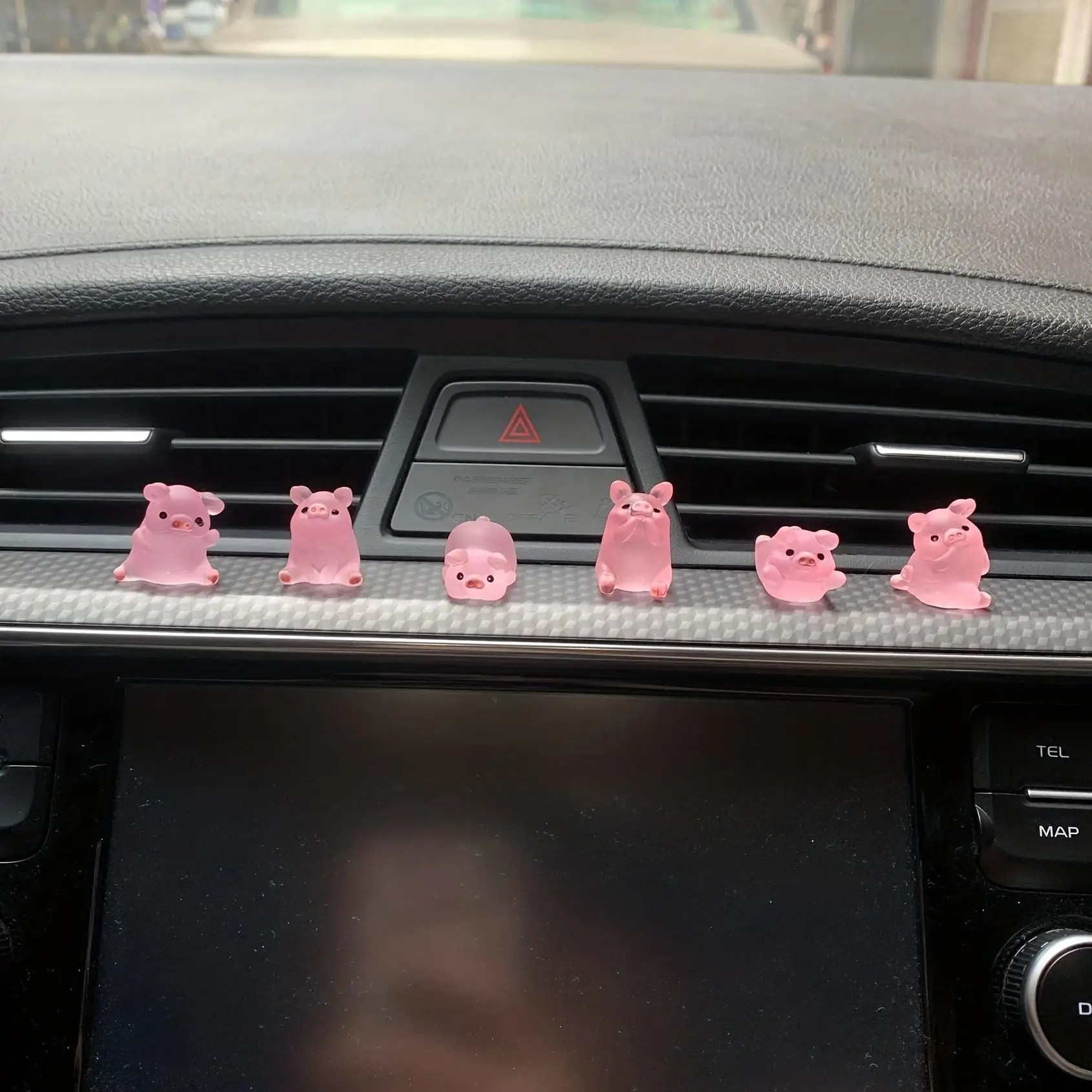 Room Decor Luminous Cute Mini Pig Decoration Ornament, 6 Counts Creative Resin Decoration Figurine, Summer Modern Decorative Statue for Living Room, O