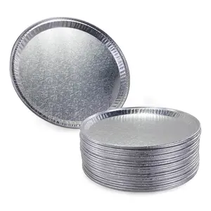 IDL Packaging 12" Flat Aluminum Foil Plate with Ornament (Pack of 25) - Round Aluminum Foil Tray with Raised Sides - Disposable Caterware for Catering, Party Servings, Food Presentations