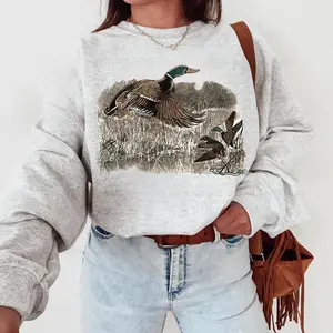 (Sale Off Up To 50%) Vintage Duck Sweatshirt, Retro Mallard Shirt, Animal Lover Tee, Fall Aesthetic Shirt, Cozy Autumn Sweatshirt., Full Color, For Men, For Women, Casual, Classic Fashion, Tee Print