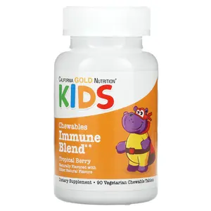 California Gold Nutrition Chewable Immune Blend with Vitamin A, Vitamin C, Vitamin E, and Zinc for Children, Natural Tropical Berry, 90 Vegetarian Tablets