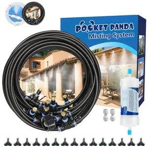 POCKET PANDA Outdoor Misting System -Patio Cooling Kit with Filter | Mist Coverage for Garden, Greenhouse, Deck & Umbrell watering hose