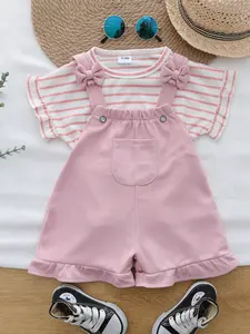 Women's Summer Striped Backless Shorts Set, Casual Loose-Fitting Design, Perfect for Daily Wear & Comfortable Fit