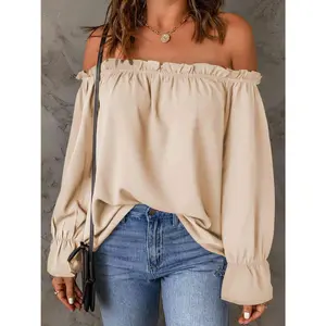 Off-Shoulder Flounce Sleeve Blouse
