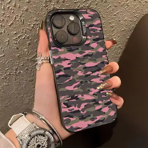 Pink Camouflage Pattern Phone Case， Trendy Military Aesthetic Style for iPhone 17 16 15 14 13 12 11 Plus Pro Max， Unique Daily Gift.