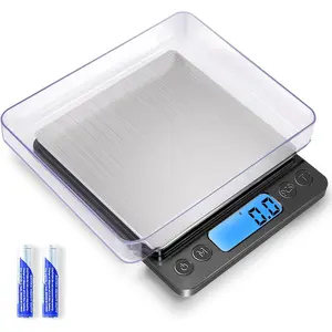Digital Kitchen Scale 3000g/0.1g High Accuracy Mini Pocket Scale - Measures Grams & oz, Tare Function, 2 Trays, LCD Display (Batteries Included) for Cooking Baking Jewelry