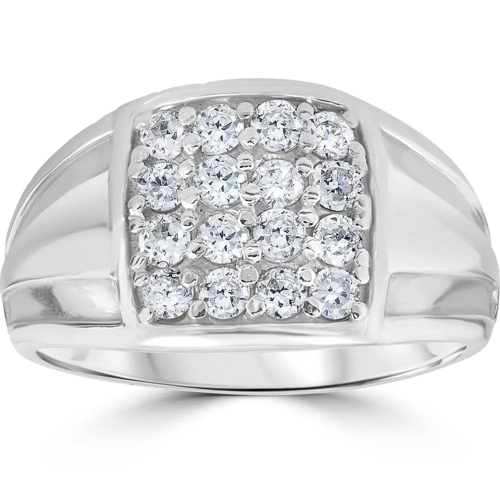 1 cttw Diamond Mens Ring 10k White Gold