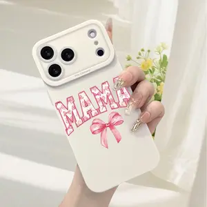 Romantic pink bow MAMA letter design anti-drop matte phone case, the best gift choice for mom on Mother's Day,Compatible with iPhone 17 Pro Max Phone Case 17 Air 16 E 15 Plus 14 13 12 11 X XS, Samsung Galaxy S26 Ultra S22 S23 FE S24 Plus S25 ULTRA FE Plus
