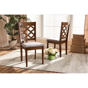 Wholesale Interiors RH336C-Grey-Walnut-DC-2PK 37.4 x 18.7 x 20 in. Ramiro Modern & Contemporary Grey Fabric Upholstered & Walnut Brown Finished Wood Dining Chair Set - 2 Piece