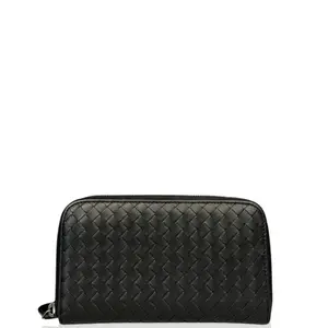 Pre-owned Bottega Veneta Leather small leather goods Continental Wallet Lambskin Intrecciato Nappa Black (kc030126e2)