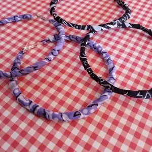 Fabric Hand-Wrapped Hoop Earrings in Vibrant Colors Perfect for Everyday Wear Available in Two Sizes for Versatile Style