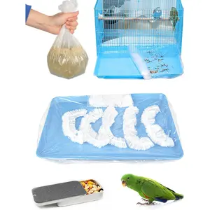 Disposable Clear Plastic Bird Cage Liners 50Pcs Universal Film Bird Cage Accessories for Parakeet Parrot Finches Canaries Cockatiels