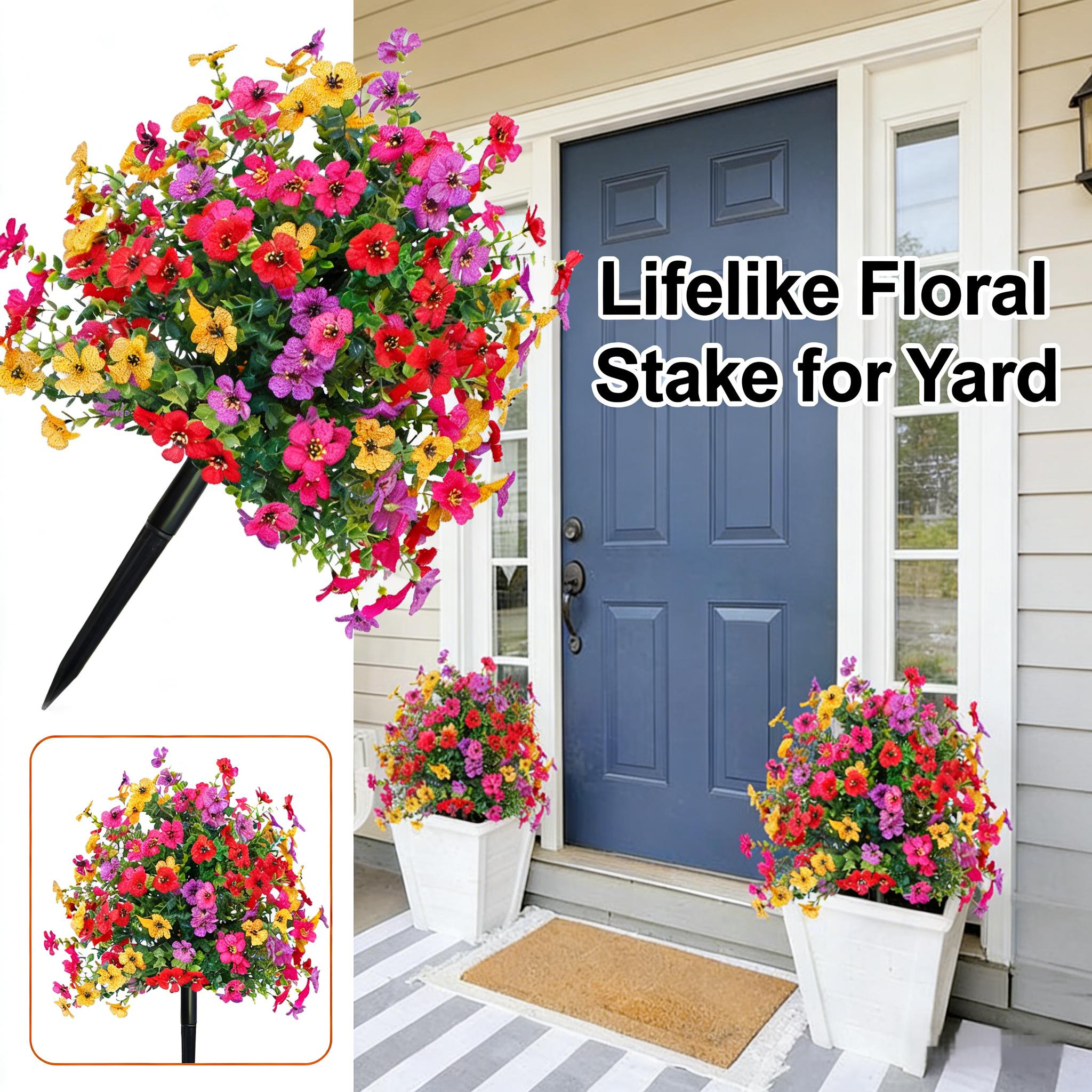 Indoor & Outdoor UV-Resistant Artificial Flower Decorations Easy Install Multicolor Plant for Vases Porches Patios Garden Decorative Bouquet