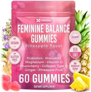 Premium 60 Feminine Balance Gummies – Vaginal Probiotics & Support Digestive Health – Probiotics, Collagen Type II, Chasteberry, Vitamin D & Magnesium – Gluten-Free, Natural Pineapple Flavor, Vegan
