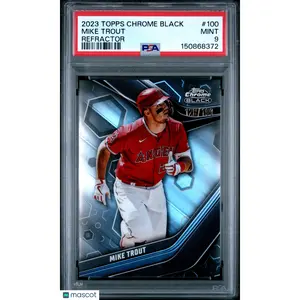 2023 Topps Chrome Black Mike Trout Refractor 128/199 #100 PSA 9