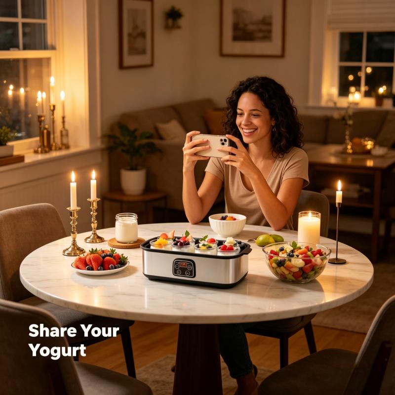 8 cans of fully automatic yogurt machine with adjustable temperature and 48 hour time control for fresh homemade yogurt desserts, LED display screen, multifunctional electric yogurt machine