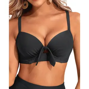 Tempt Me Women's Underwire Push-Up Knot Front Bikini Swim Top - Sports & Outdoor Bathing Suit Bra Top