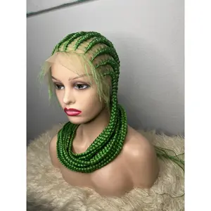 Lime braids to the back   hand braided wig