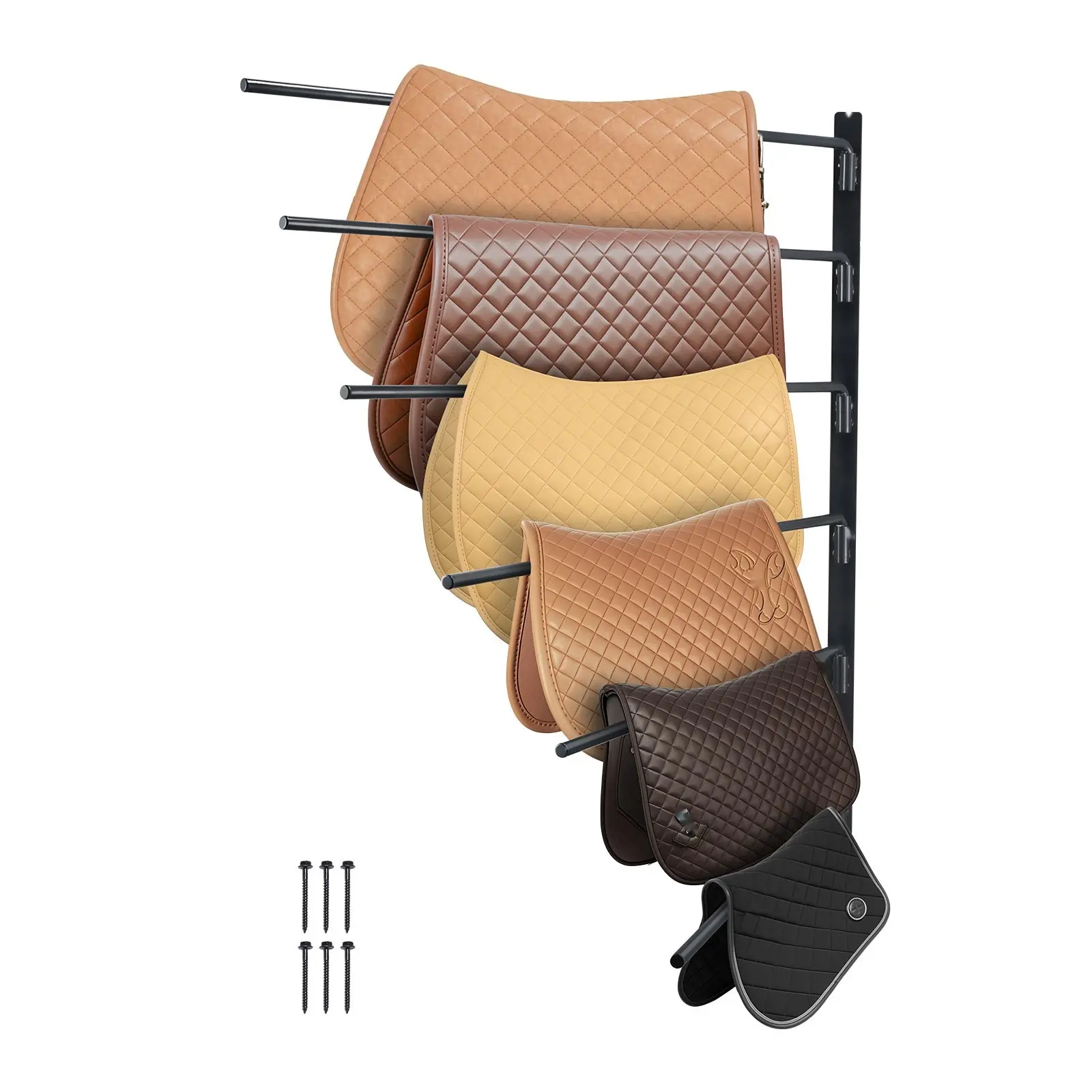Wall Mounted Saddle Rack With Six Tiers For English & Western Saddles - Heavy Duty, Space Saving Wall Mount Stand For Horse Tack, Durable Metal Construction, Easy Install, Organized Saddle Storage Solution
