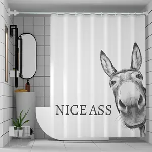 Funny Donkey Shower Curtain Waterproof Fabric Shower Curtain Set Washable Farmhouse Bathroom Decor Bath Curtains with 12 Hooks 72x72 inch (Donkey) Home Goods Plastic