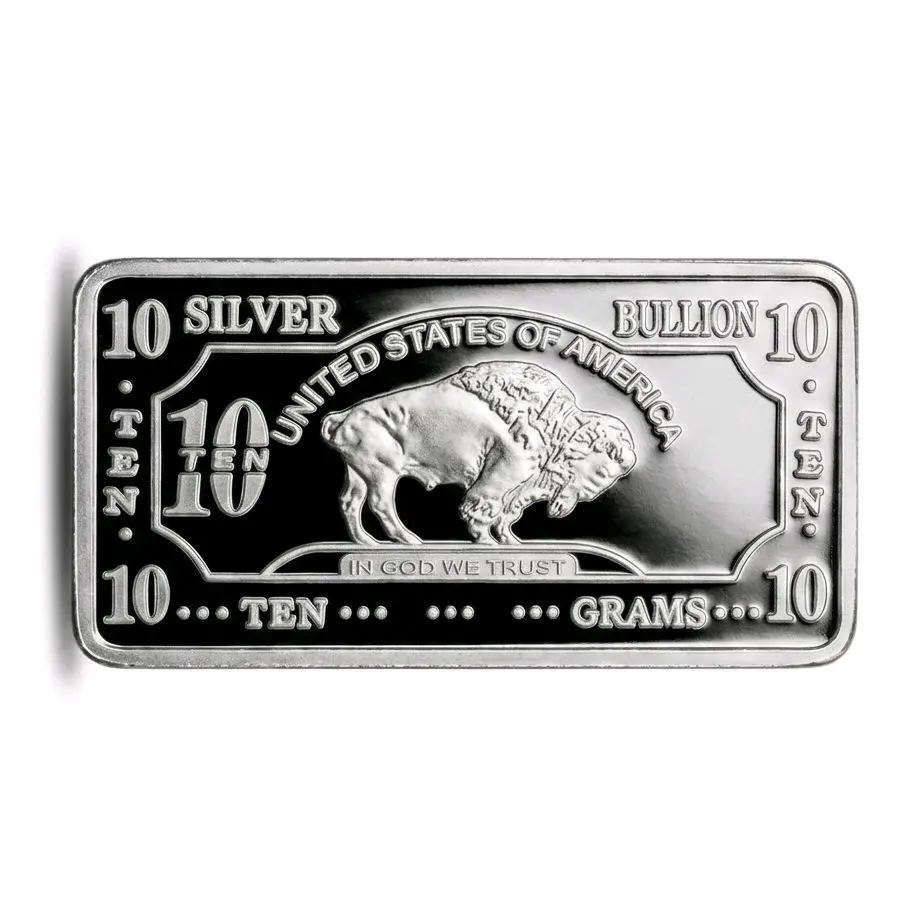 10g .999 Fine Silver Bison Bar