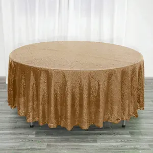 Sequin Round Tablecloth 108" Gold with Glittering Finish - Radiant Decor for Stylish Celebrations