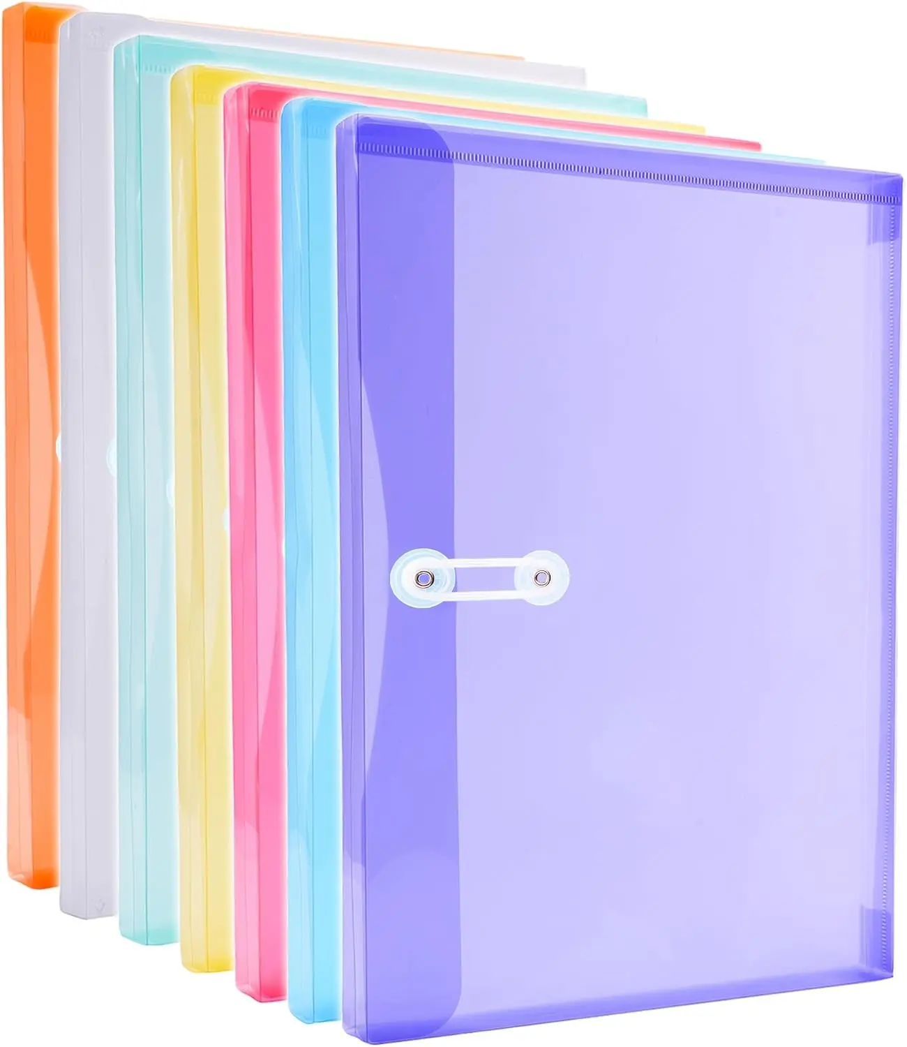 Legal Size Plastic Envelopes with String Tie Closure, 1-1/4" Expansion Clear Poly Envelope Side Loading File Folder Document Organizer for Legal Size Paper, Filing Folders, Office School Home
