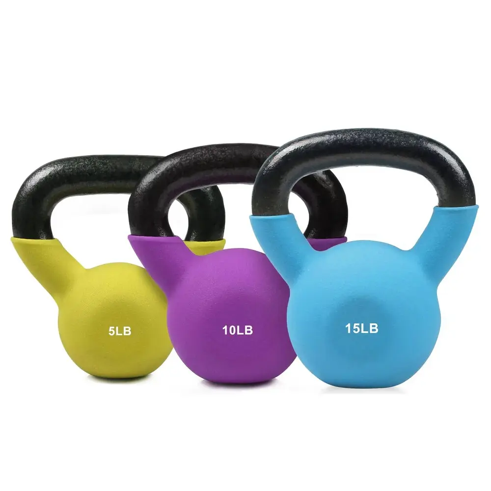RITFIT Neoprene-Coated Cast Iron Kettlebells - Fitness Enhancing Iron Kettlebells with 5/10/15 LB Multi-Size Options for Weight Training, Fitness Enhancing Kettlebells