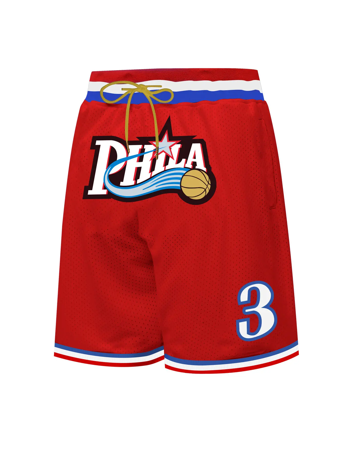 Men's 3 Red Vintage Embroidered Zipper Basketball Jersey Athletic Shorts, Casual Fitted Training Pants, Spring & Fall Sports Wear, Moderate Fabric Thickness, Athleisure Shorts, Athletic Bottoms, Gymwear, Sportswear