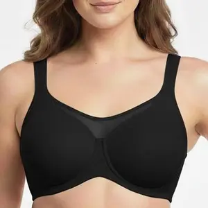 HSIA Cardi Comfort Soft Plus Size Underwire Smoothing Wide Strap Full Coverage Unlined Minimizer T-shirt  Bra for Women SpringStatements