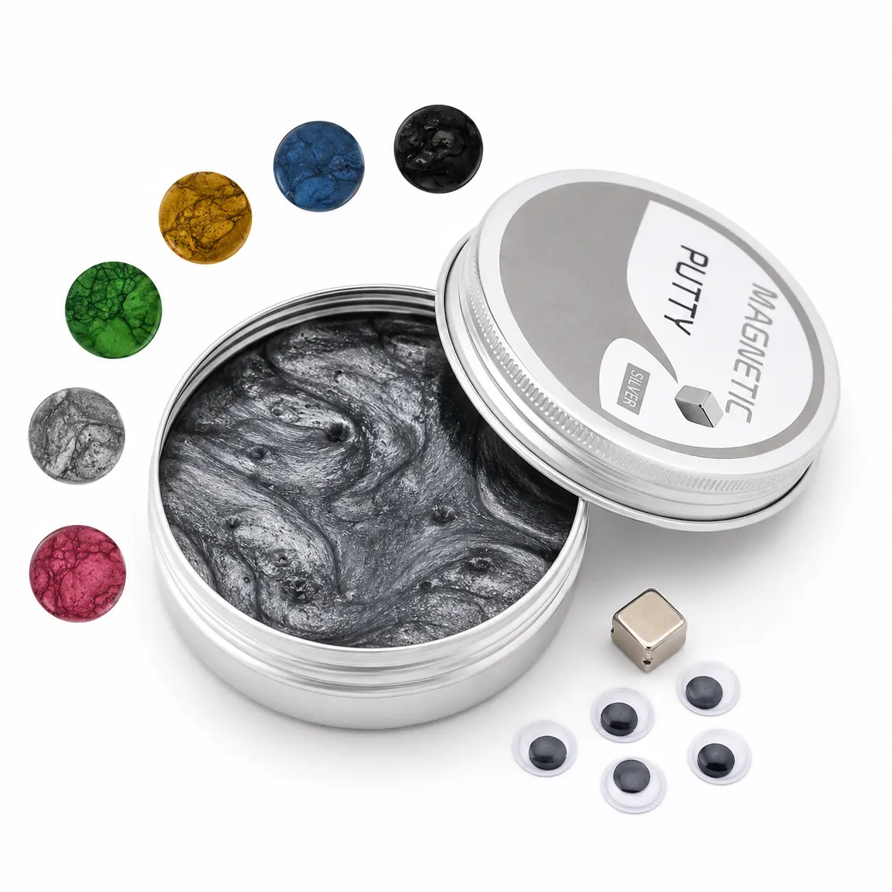 1pcs Black Magnetic Slime Putty Toy - Stress Relief Gadget, Soft Sensory Fidget, Squishy Relaxation Tool for Kids, Adults, Creativity-Promoting Unisex Gift