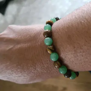 1pc Arpurraina Money Attraction Bracelet with Green Aventurine & Tiger Eye -    blue friendship bracelet beaded  jewelry protection bracelet encouragement gift fashion artificial bracelet  of  the  day Colorblock Beaded Crystal Bracelet