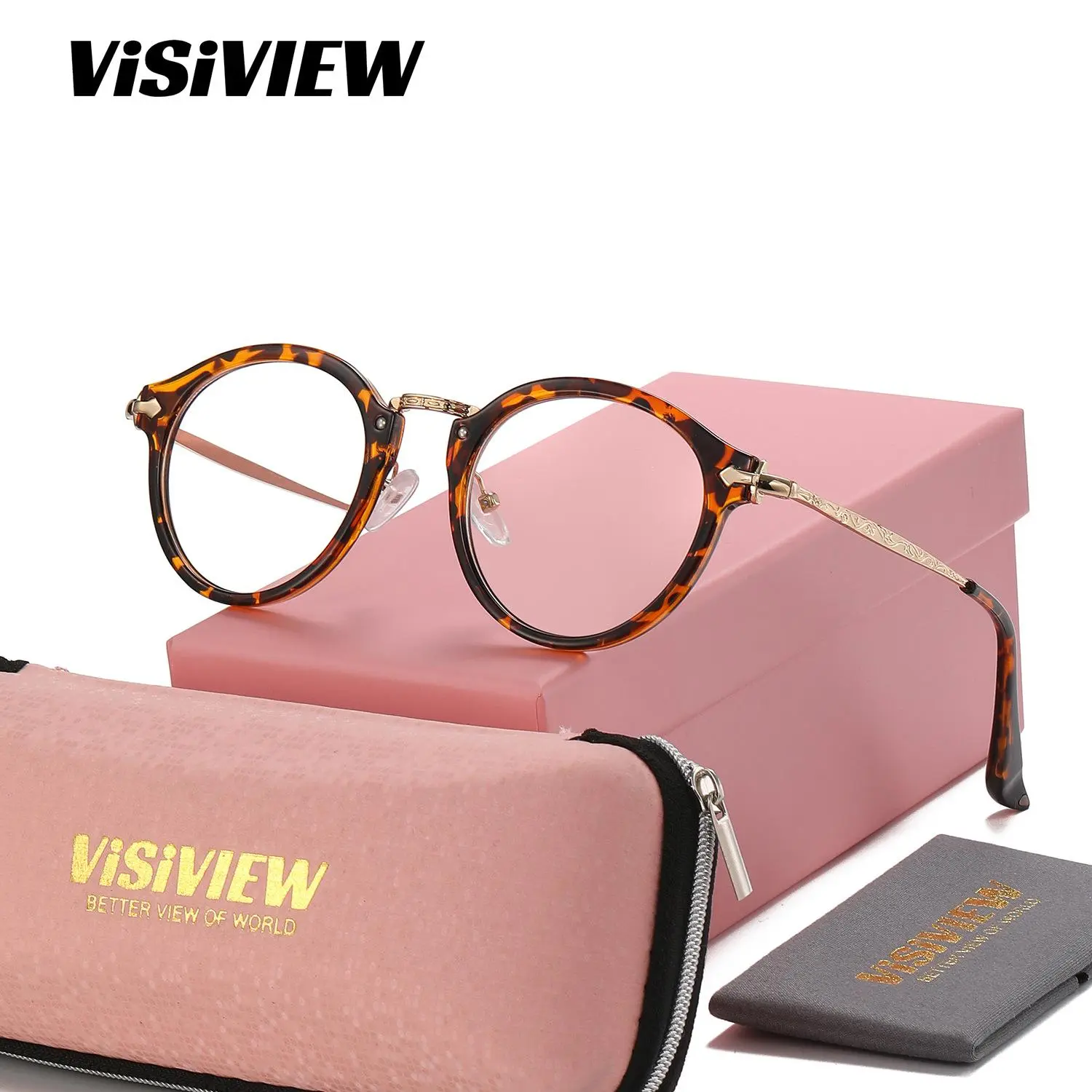 VISIVIEW Unisex Modern Vintage Full Frame Plano Glasses Mountaineering Round Frame Anti-Blue Light Plano Glasses