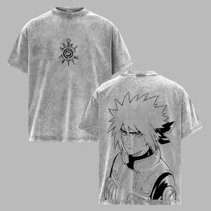 Minato Anime Washed Tee – Naruto Graphic T-Shirt, Yellow Flash Aesthetic Speed Energy Streetwear Trendy Otaku Gift Anime Fan