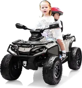 Gray 24V Two Seater Licensed Can Am Ride On ATV For Kids With Four 200W Motors Foam Tires Bluetooth Three Speed Settings Led Lights And Dual Safety Belts Gray