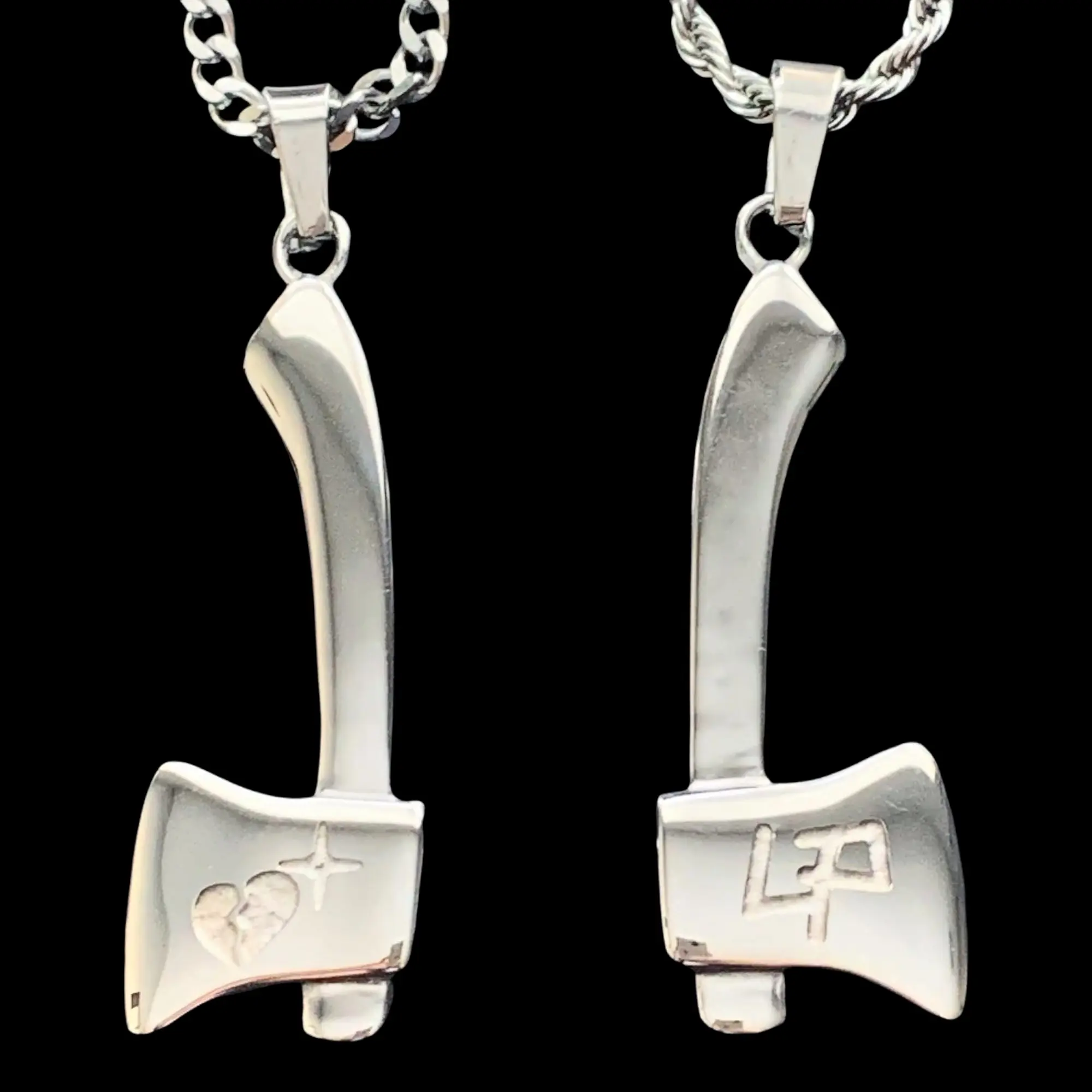 Lil Peep AXE Necklace 1.5" Mirror Polished Stainless Steel Laser Carved Reversible Pendant with Chain Choice Free Gift Included